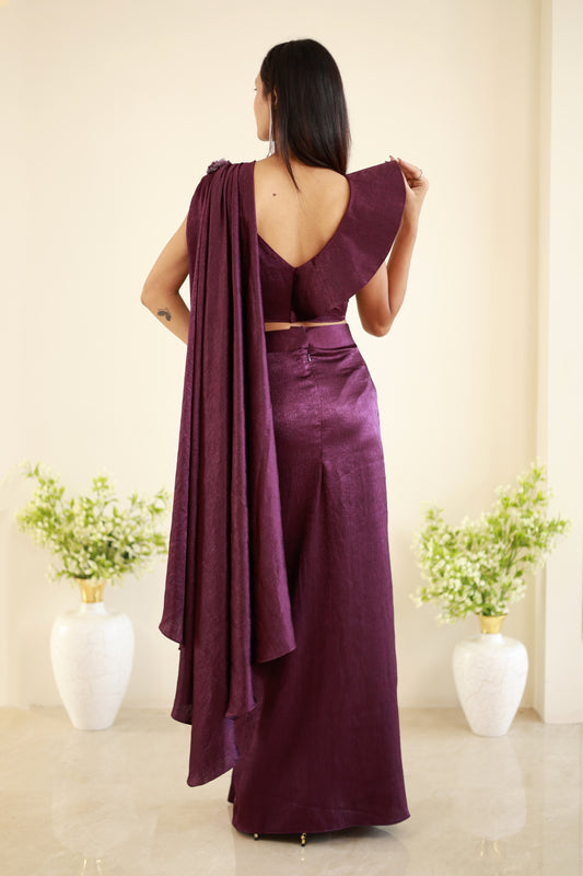Wine eclipse drape saree