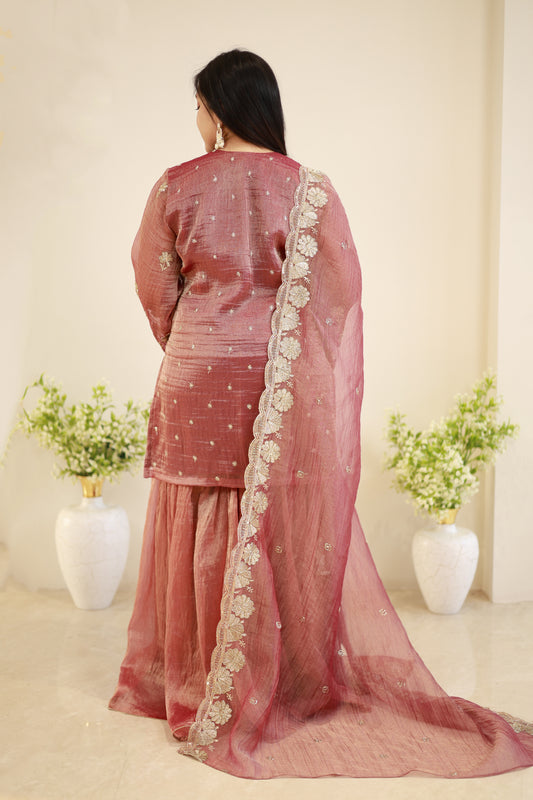 Zehra crimson Sharara set
