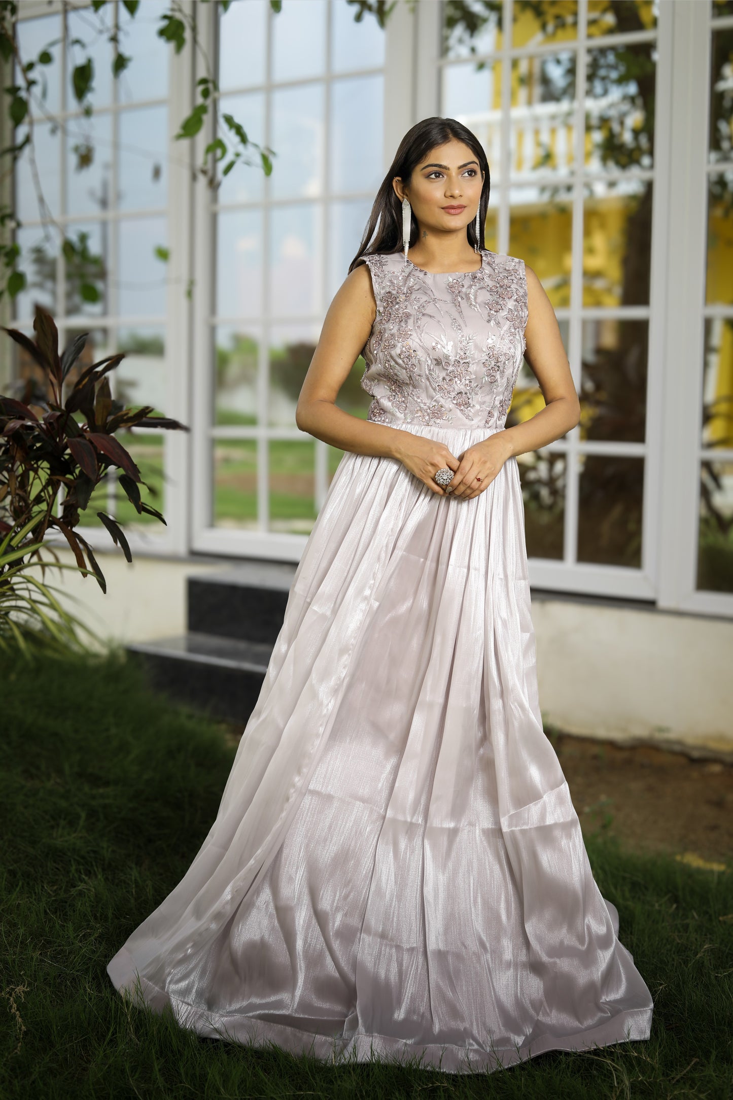 Blush Pink Embroidered Floor-Length Gown