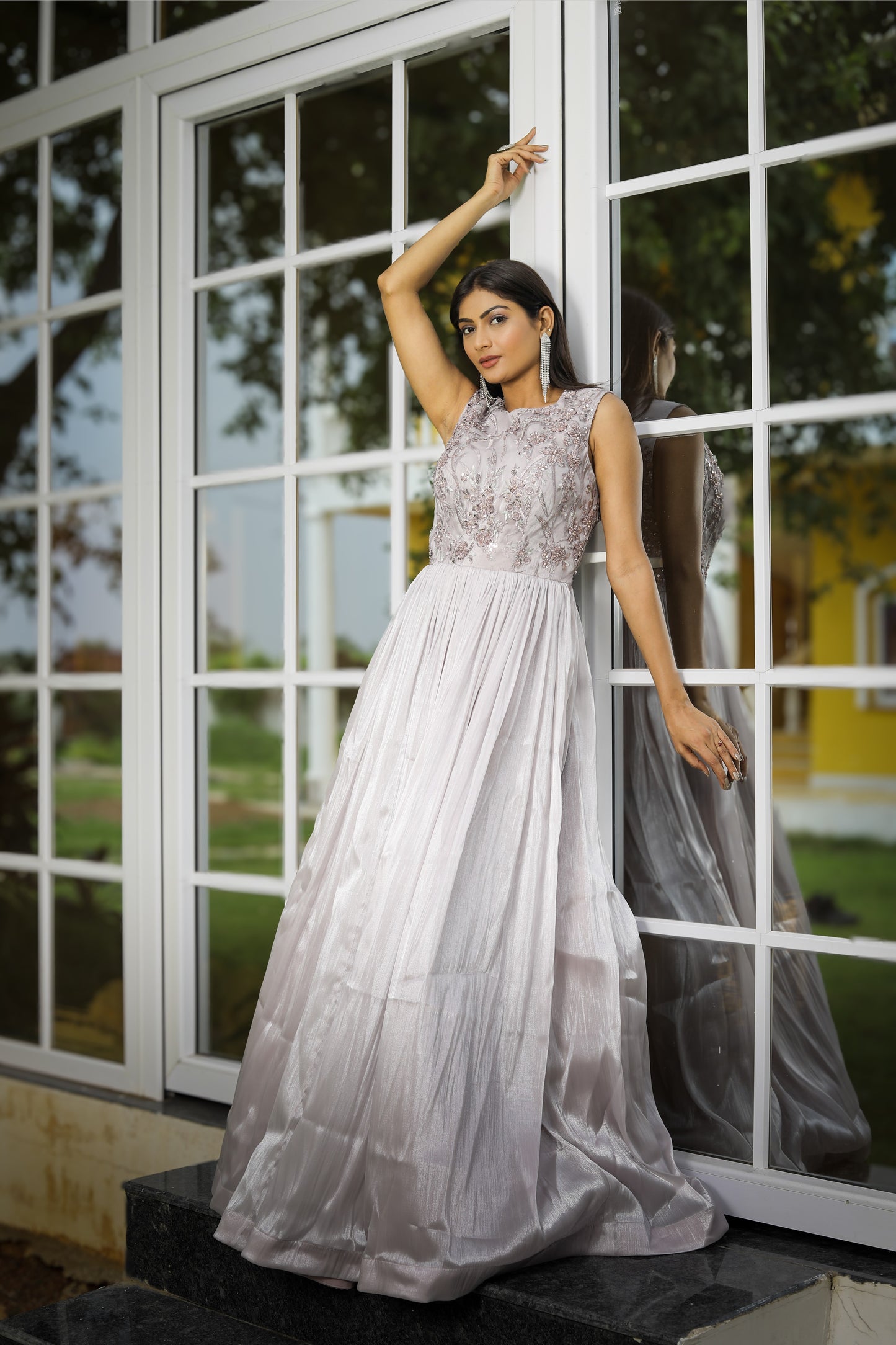 Blush Pink Embroidered Floor-Length Gown