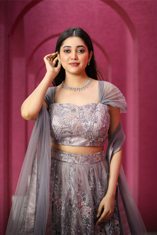 Premium Orange Embroidered Silk Lehenga Set – A Blend of Tradition &amp; Elegance