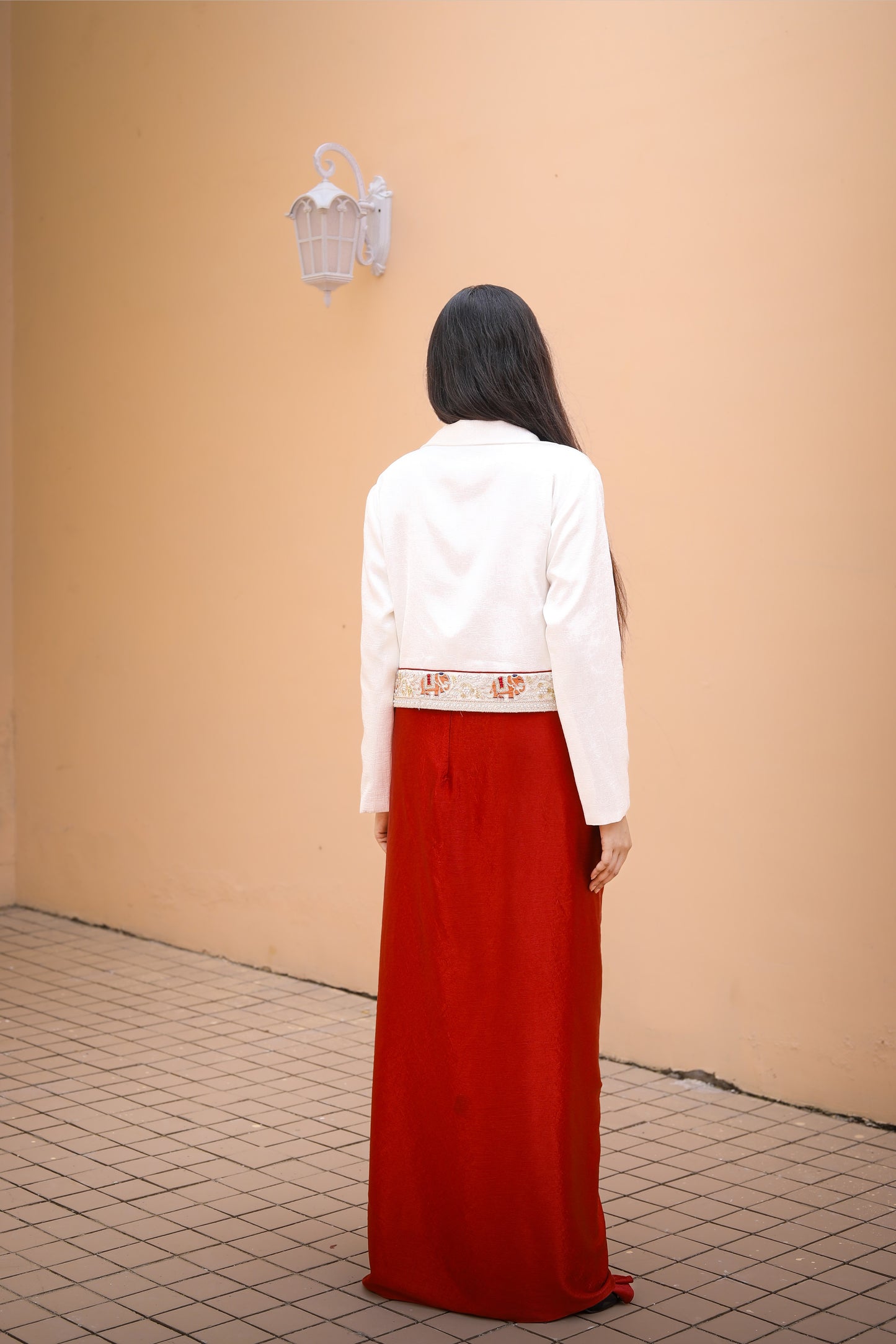 Crimson Grace Drape Skirt And Jacket  Set