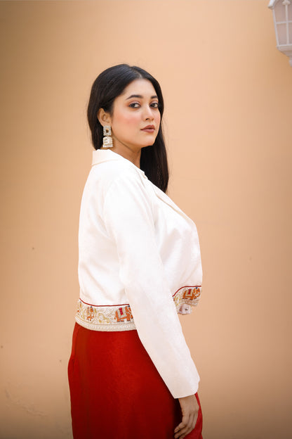 Crimson Grace Drape Skirt And Jacket  Set