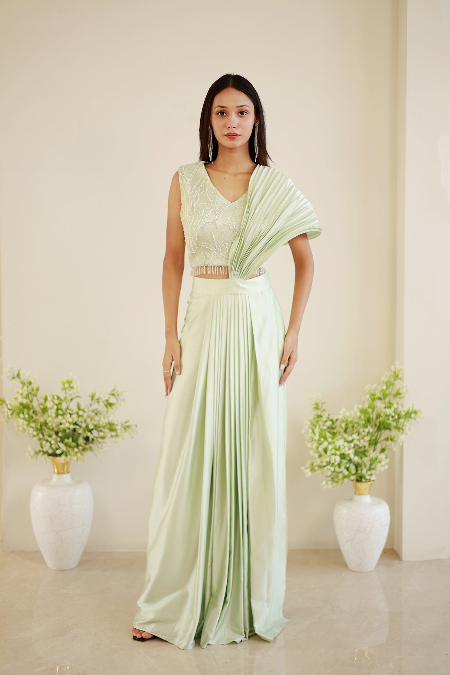 Mint dream drape saree