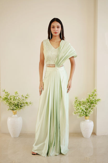 Mint dream drape saree