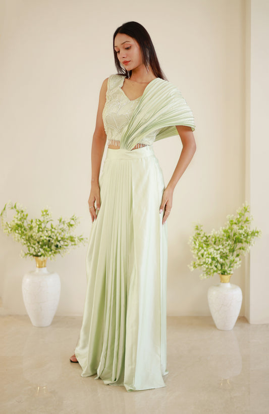 Mint dream drape saree