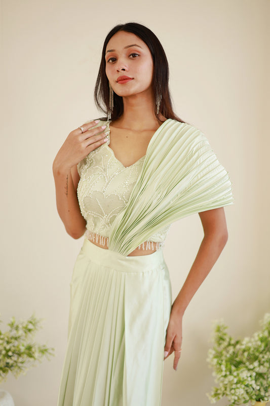 Mint dream drape saree