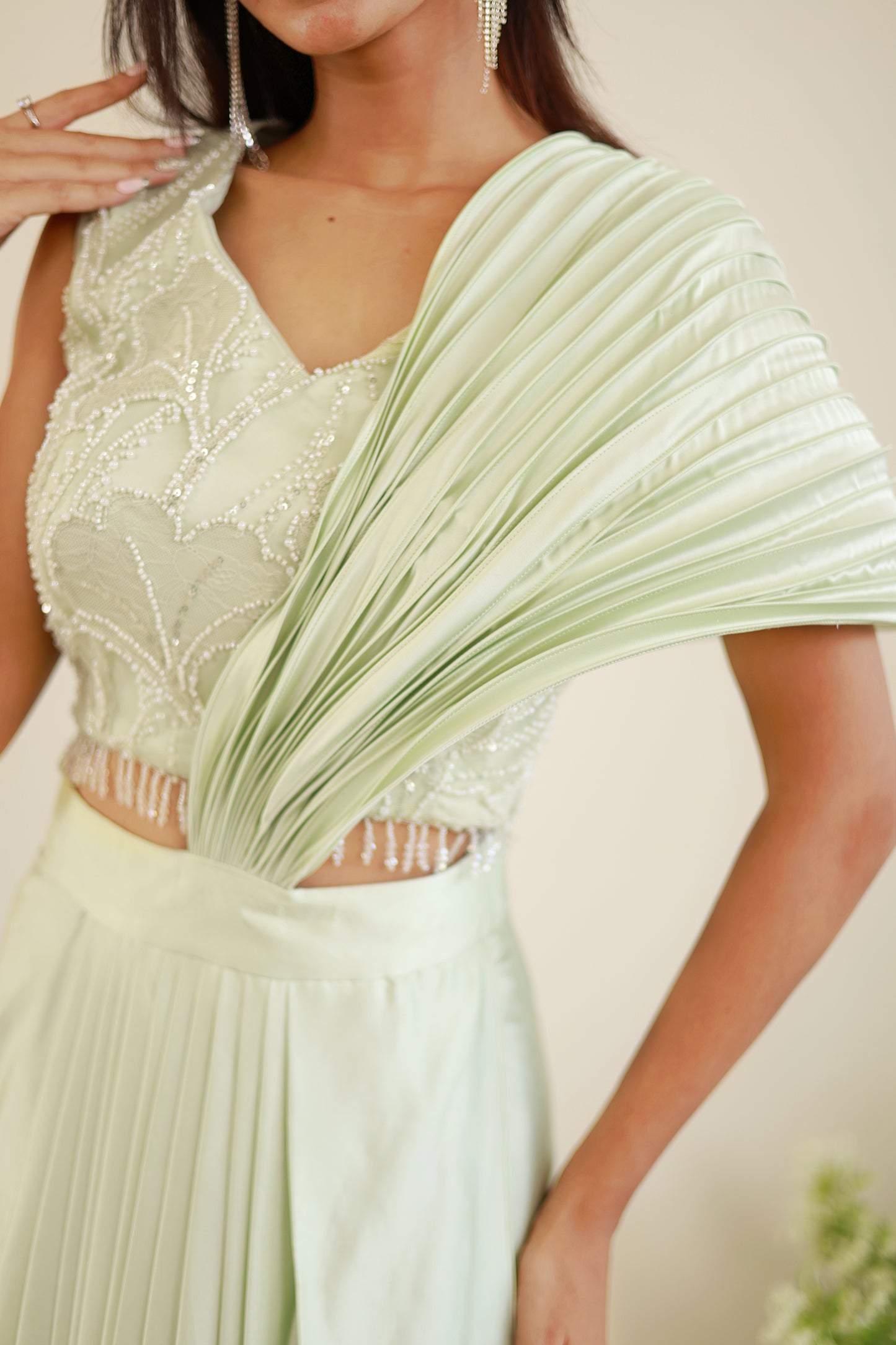 Mint dream drape saree