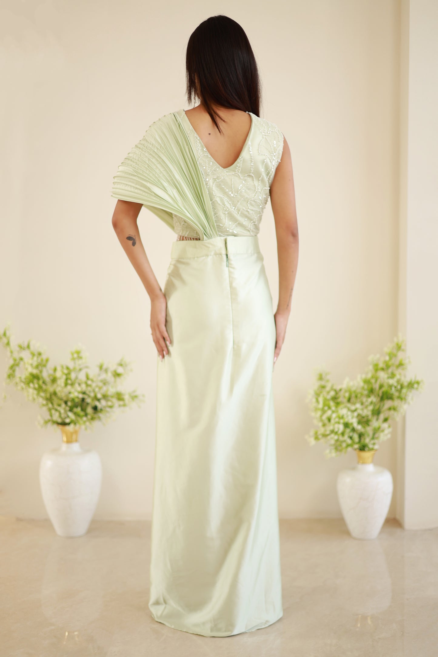 Mint dream drape saree