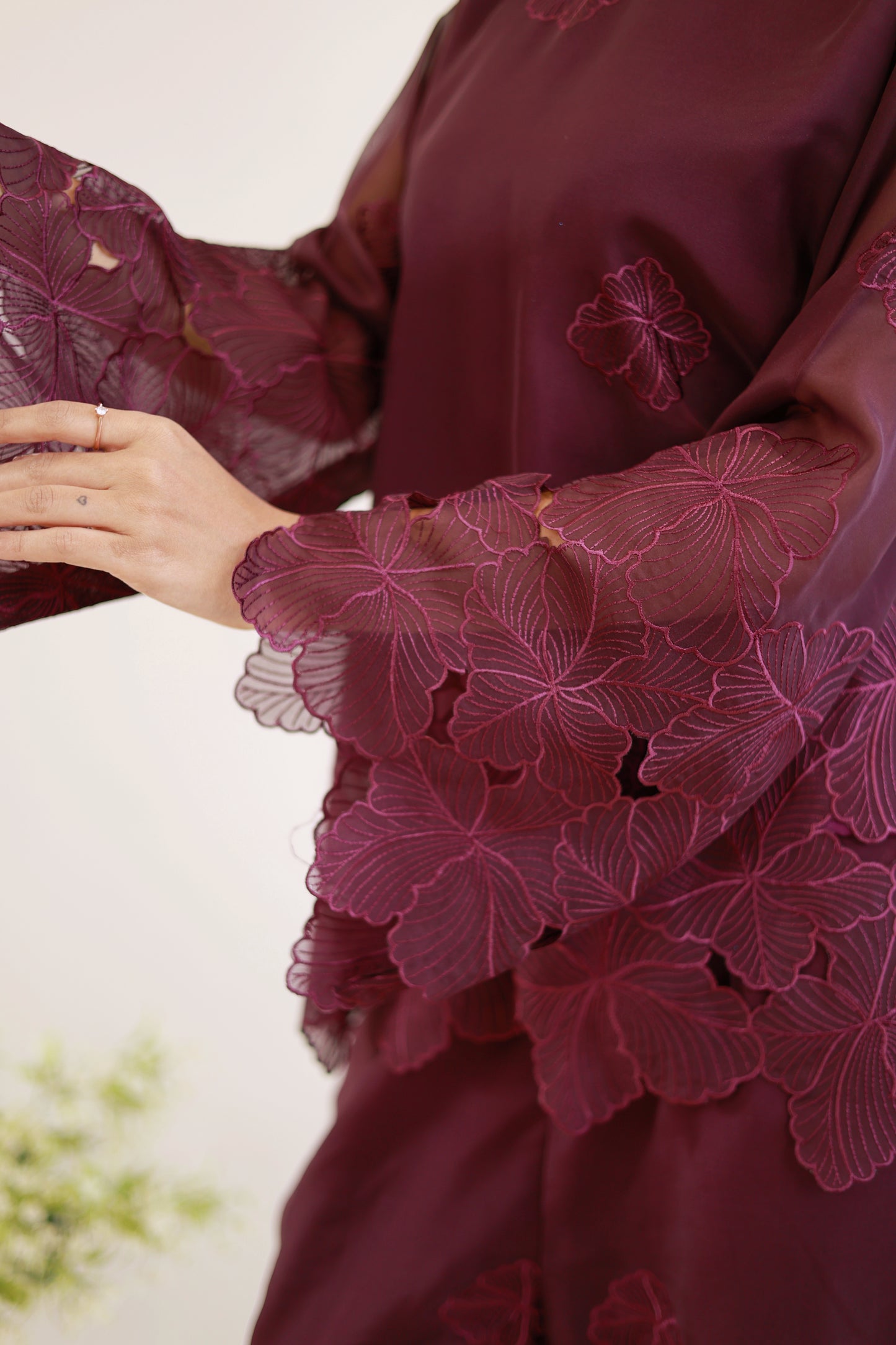 Wine Blossom Lace Co-ord Set