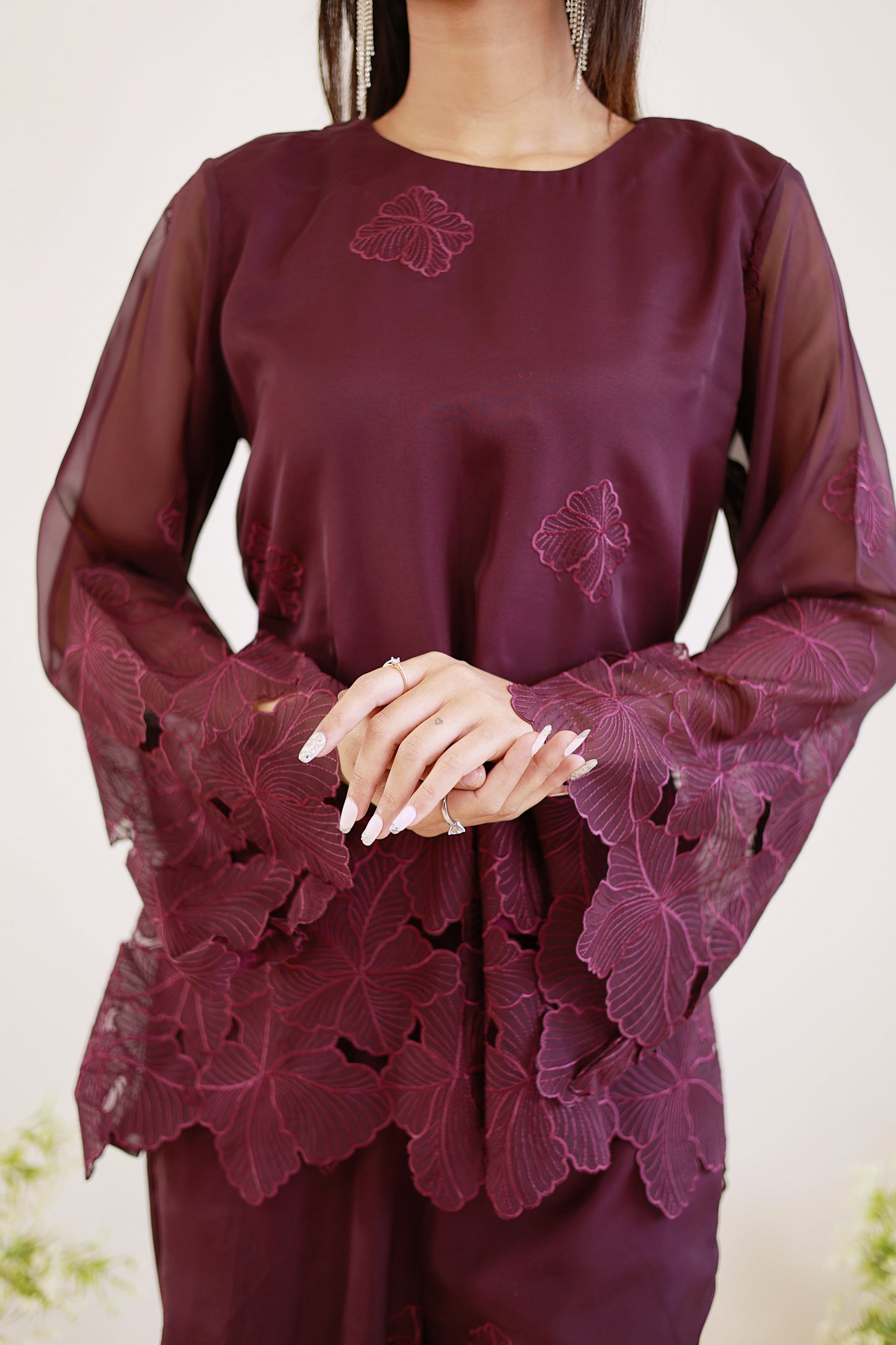 Wine Blossom Lace Co-ord Set
